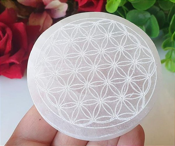 Incensário de Selenita Branca - Flor da Vida