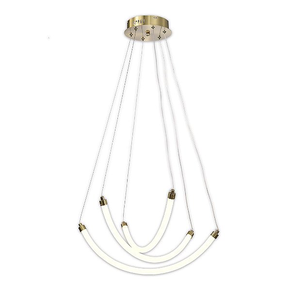 Luminária Pendente Season Dourado e Branco Lustre Led 3000K