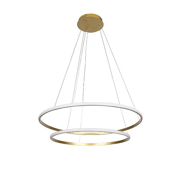 Luminaria Pendente 2 Aros Led Integrado Moderno para Sala