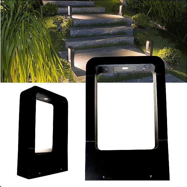 Kit 2 Luminárias Balizador Retangular de Jardim Piso Led Ultra Moderno