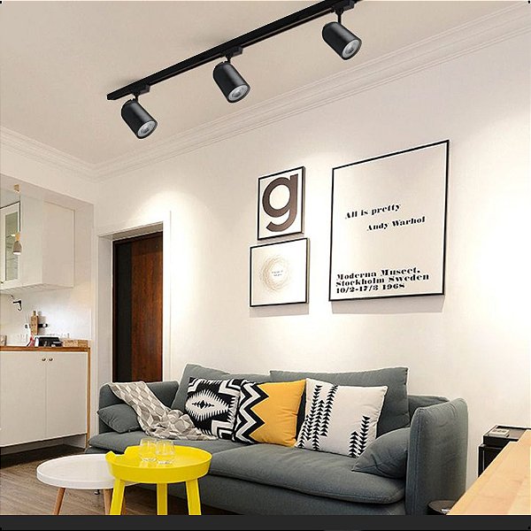 Kit 3 Spots Led  8w com Trilho eletrificado 1m e Conector