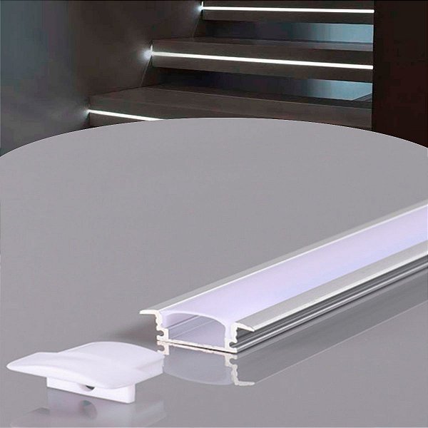 KIT 2 Perfil de Alumínio Embutir 2 Metro  Slim 24.7x7mm