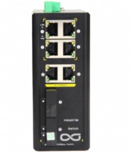 EFI/FFFFFF01CM01CM-SC Mini Switch Óptico Industrial - 6 Portas ETH-RJ45 / 2 Portas Fibra - SC