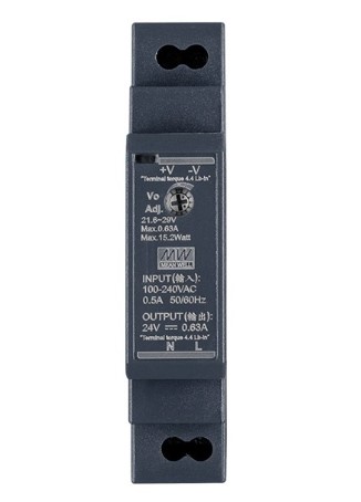 HDR-15-24 Fonte Chaveada Industrial p/ Trilho DIN 24V 0,63A