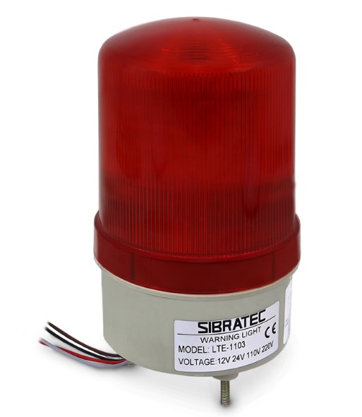 LTE1103-R Sinalizador Giratório Luminoso e Sonoro Tipo Giroflex Vermelho com Buzzer 12~220V