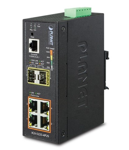 IGS-5225-4P2S Switch Industrial Gerenciável L2+ 4x 10/100/1000T 802.3at PoE + 2x 100/1000X SFP