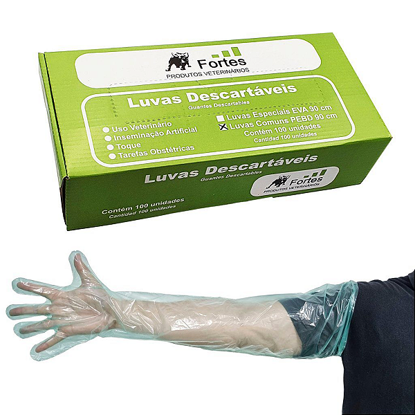 LUVA CANO LONGO P/ INSEMINAÇÃO ARTIFICIAL -CX C/100 UN-90CM