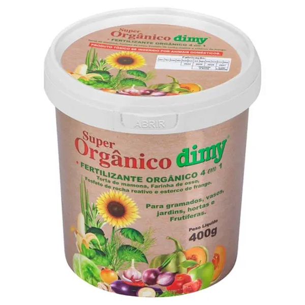 Dimy Super Orgânico 4 em 1 – Fertilizante Orgânico Versátil p/ Jardins, Hortas e Pomares
