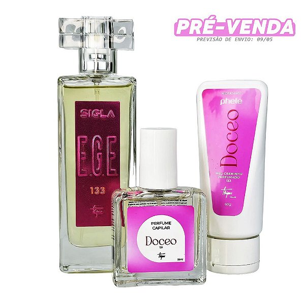 Kit Doceo - 133 55ml + Meu Creminho Doceo + Perfume Capilar Doceo + Necessaire (PRÉ-VENDA)