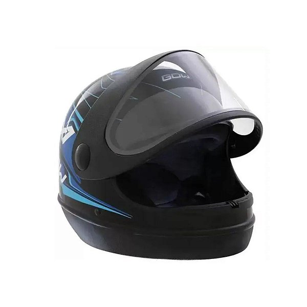 capacete Interlagos gow Tamanho 58 Preto com azul X1