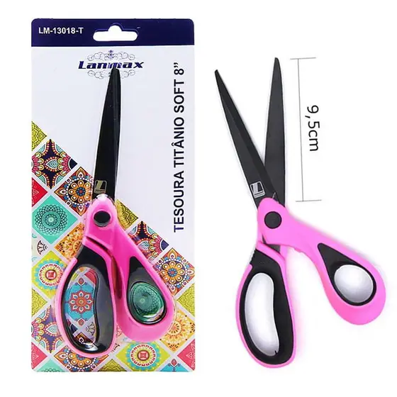 Tesoura Titânio Soft 8 Lanmax Lm-13018-t Rosa