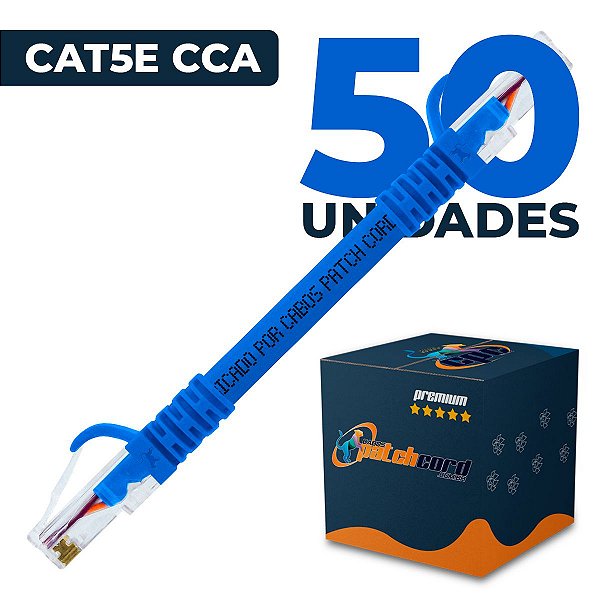 Cabo Patch Cord CAT5e UTP CCA 15 Centímetros - 50 Unidades