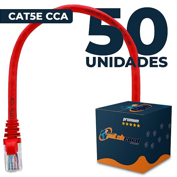 Cabo Patch Cord CAT5e UTP CCA 40 Centímetros - 50 Unidades