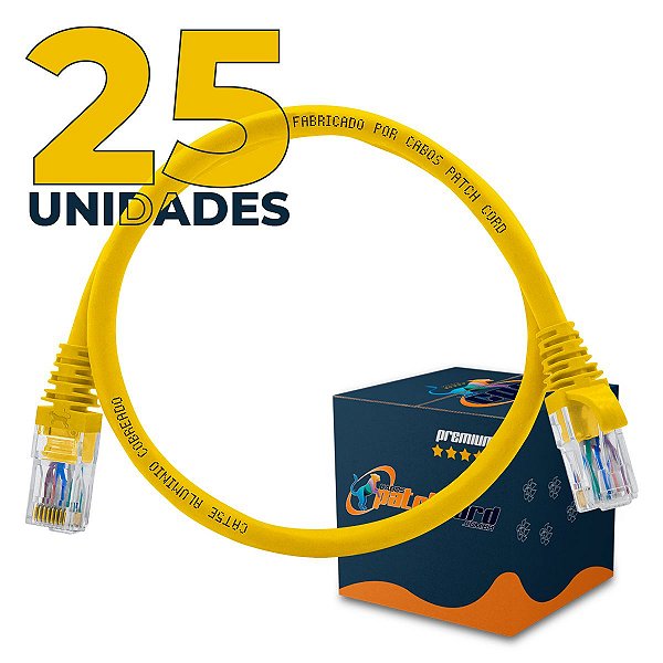 Cabo Patch Cord CAT5e UTP CCA 50 Centímetros - 25 Unidades