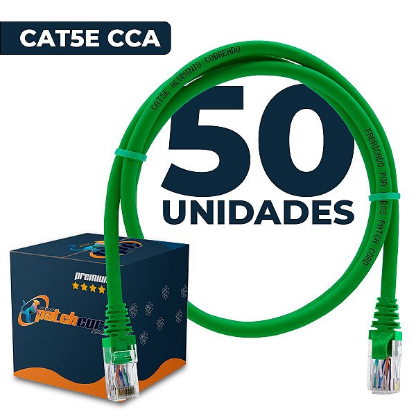 Cabo Patch Cord CAT5e UTP CCA 90 Centímetros - 50 Unidades