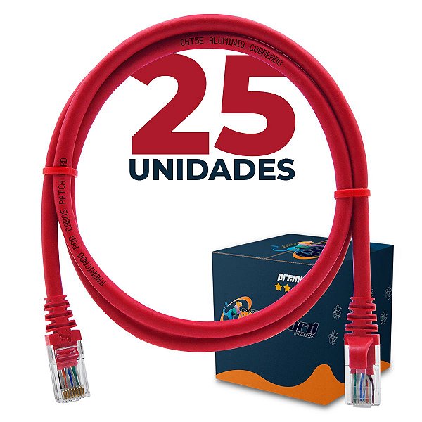 Cabo Patch Cord CAT5e UTP CCA 1 Metro - 25 Unidades