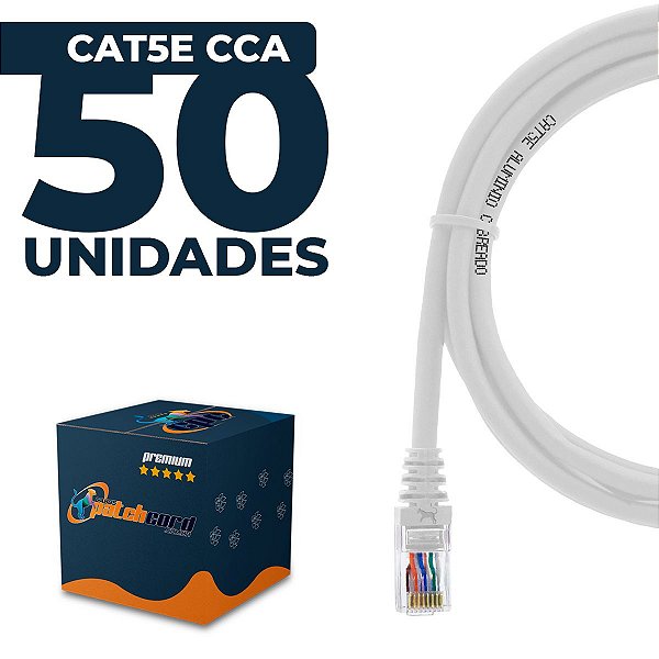 Cabo Patch Cord CAT5e UTP CCA 2,5 Metros - 50 Unidades