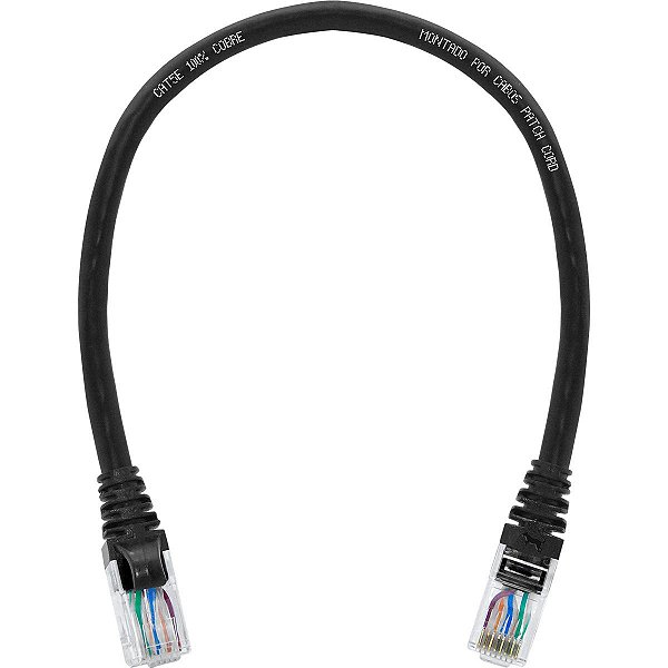 Cabo De Rede 25 CM Patch Cord Cat5e UTP 100% Cobre - 50 Unidades