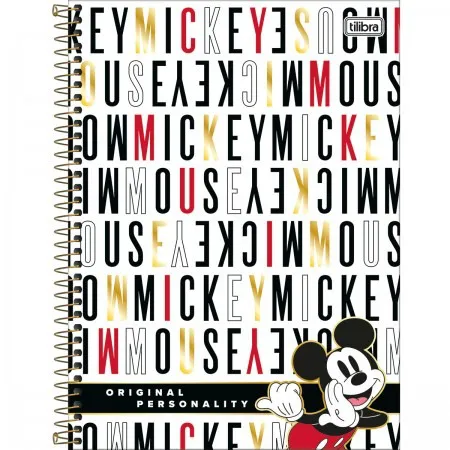 Caderno Espiral Mickey Capa Dura Universitário 10 Matérias 160 folhas - Tilibra