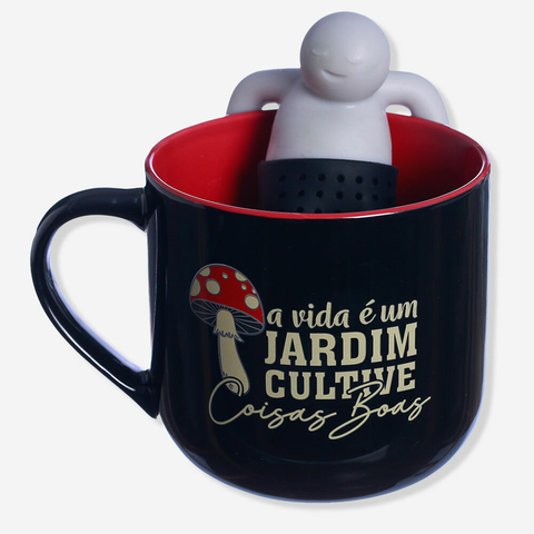 Caneca 350ml com Infusor - A vida é um Jardim