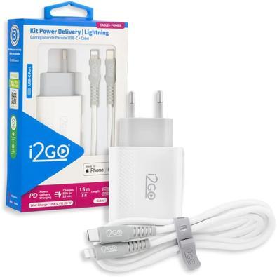 Kit Power Cabo + Carregador de Parede Lightning Iphone I2GO