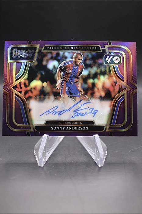Sonny Anderson- 2025-26 Panini Select La Liga Pitchside Auto Purple /49 Barcelona
