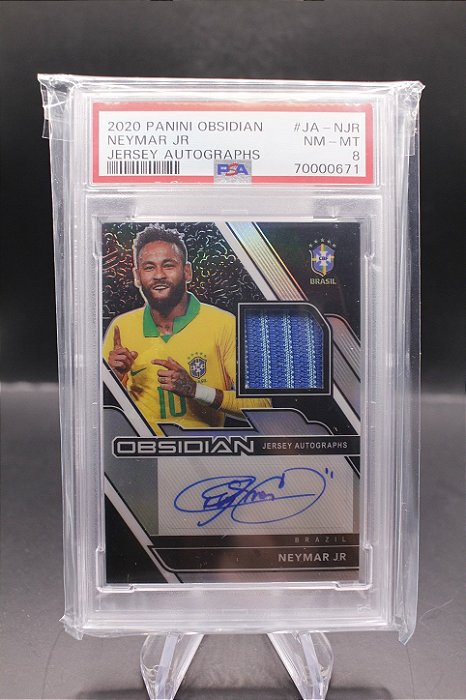 Neymar Jr - 2020-21 Panini Obsidian Jersey Auto /20 Brasil PSA 8