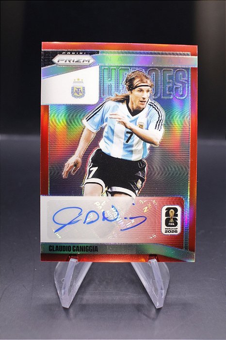 Claudio Caniggia - 2026 Panini Prizm World Cup National Heroes Red Auto /49