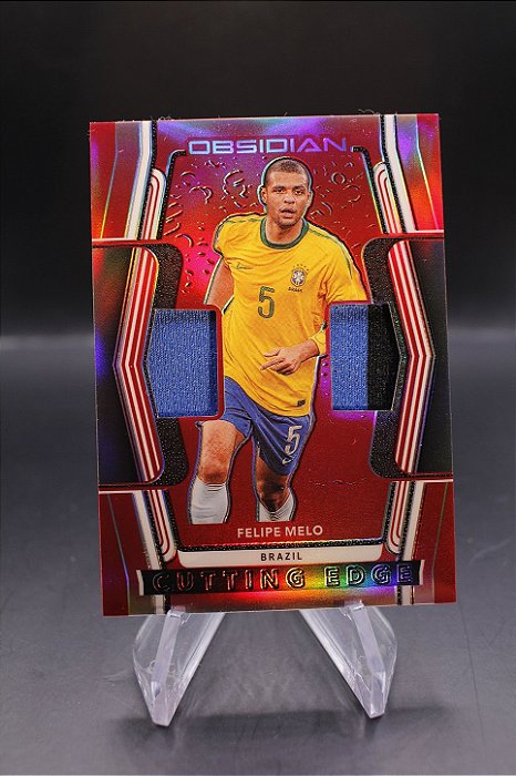 Felipe Melo - 2020-21 Obsidian Red Flood Etch Cutting Edge Dual Patch /44 Brasil