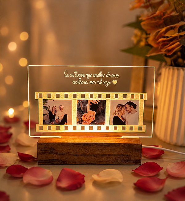 Luminária LED Personalizada Porta-Retratos Filme Dia dos Namorados
