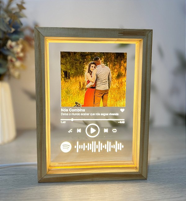 Porta-Retrato Luminária Spotify - Personalize
