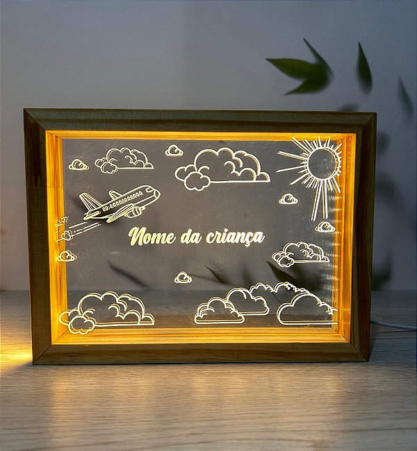 Porta-Retrato Luminária  Desenho Infantil  - Personalize