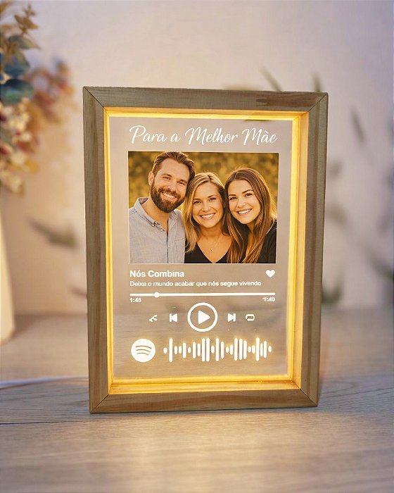 Porta-Retrato Luminária Spotify Dia das Mães - Personalize