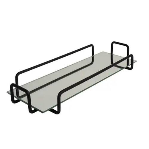 Bandeja Retangular ferro c/ espelho 29x11x4cm - Preto fosco