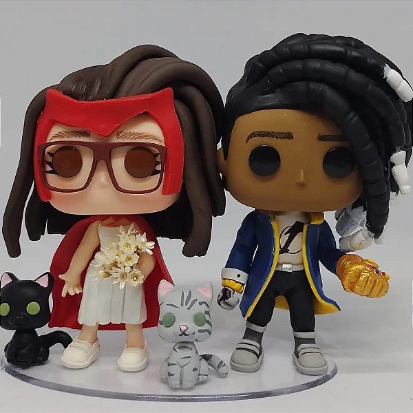 Funko Pop Casamento Personalizado (Casal e 02 Pets)