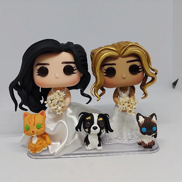 Funko Pop Casamento Personalizado (Casal e 03 Pets)