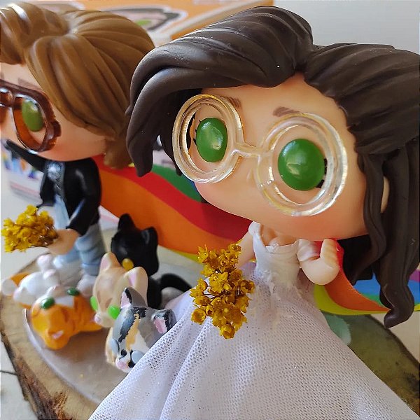 Funko Pop Casamento Personalizado (Casal e 04 Pets)