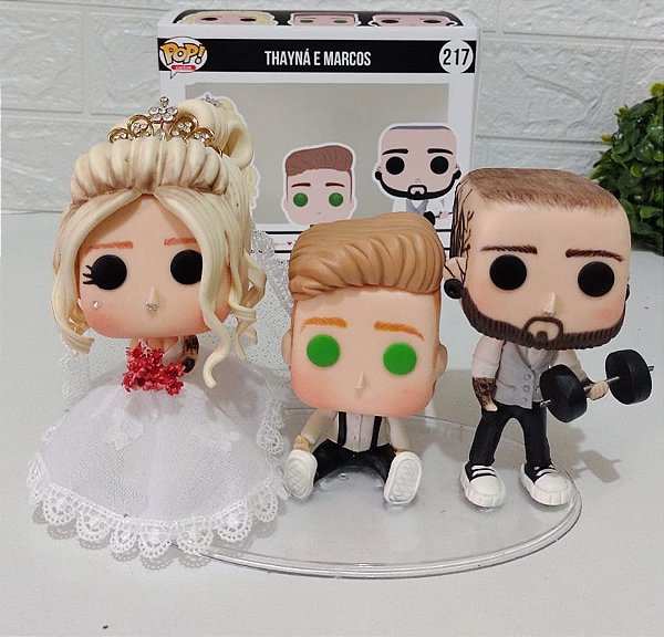 Funko Pop Casamento Com Pajem Personalizado e Caixa (Casal e 01 Criança)