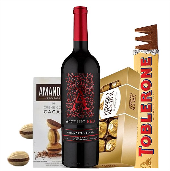 Kit - Apothic Red + Caixa Ferrero Rocher + Toblerone + Amandita.