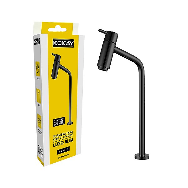 TORNEIRA PARA CUBA E LAVATORIO LUXO SLIM PRETO FOSCO