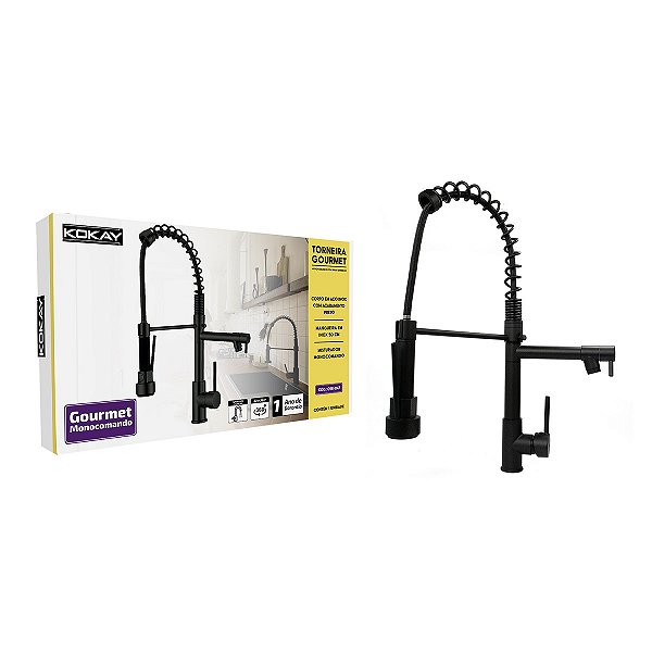 TORNEIRA GOURMET MONOCOMANDO COM SPRAY EXTENSOR - PRETO