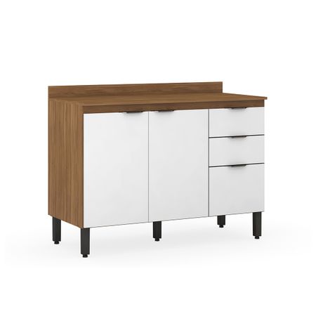 Balcão Firenze 120CM c/ Tampo - Estrutura em MDP, 3 Portas , Corrediças Metálicas