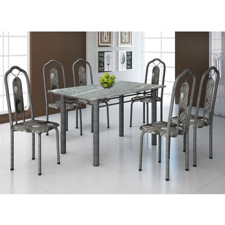 Mesa de Aço Bianca 010 Martelado com 6 cadeiras