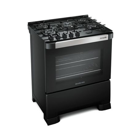 Fogão Decorato Vetro G3 05 Bocas Preto Fosco