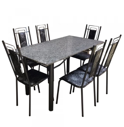 CJ MESA 6C SERRA TUBOS BELGICA NEW GRANITO 140X75 PRIMAVERA PRETO/PRATA PRETO MARTELADO