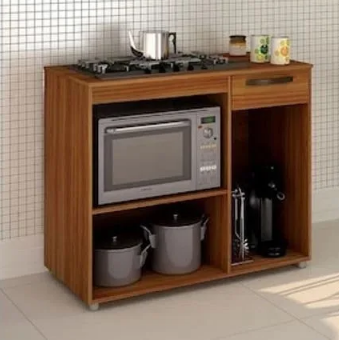 BALCÃO COOKTOP LUNA MOVEIS COR: CARVALHO 4 E 5 BOCAS