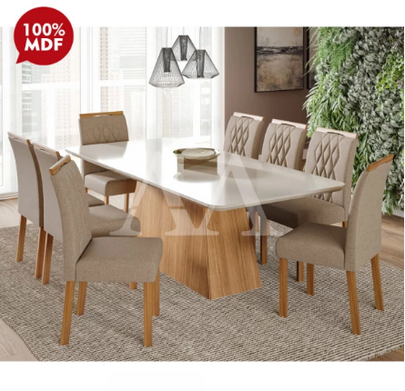 CJ MESA 8C CIMOL HELENA RETANGULAR 210X100 NATURE/OFF WHITE/LINHO BEGE