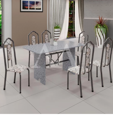 CJ MESA 6C SOMA BIANCA 140X75 RETANGULAR ARABESCO PRATA GRANITO OCRE