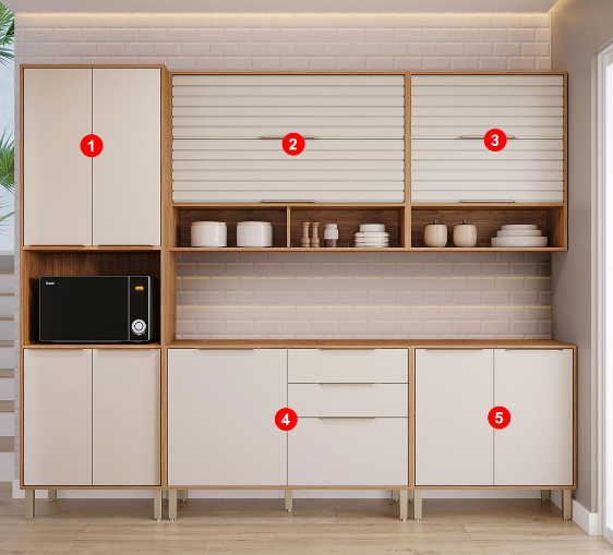 Cozinha Esplêndida 5 módulos, 100% MDF | MGM Móveis