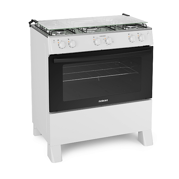 Fogão Star New 5 Bocas Branco, Mesa Inox, Acendimento Automático Itatiaia